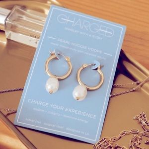 CHARGED Pearl Huggie Earrings